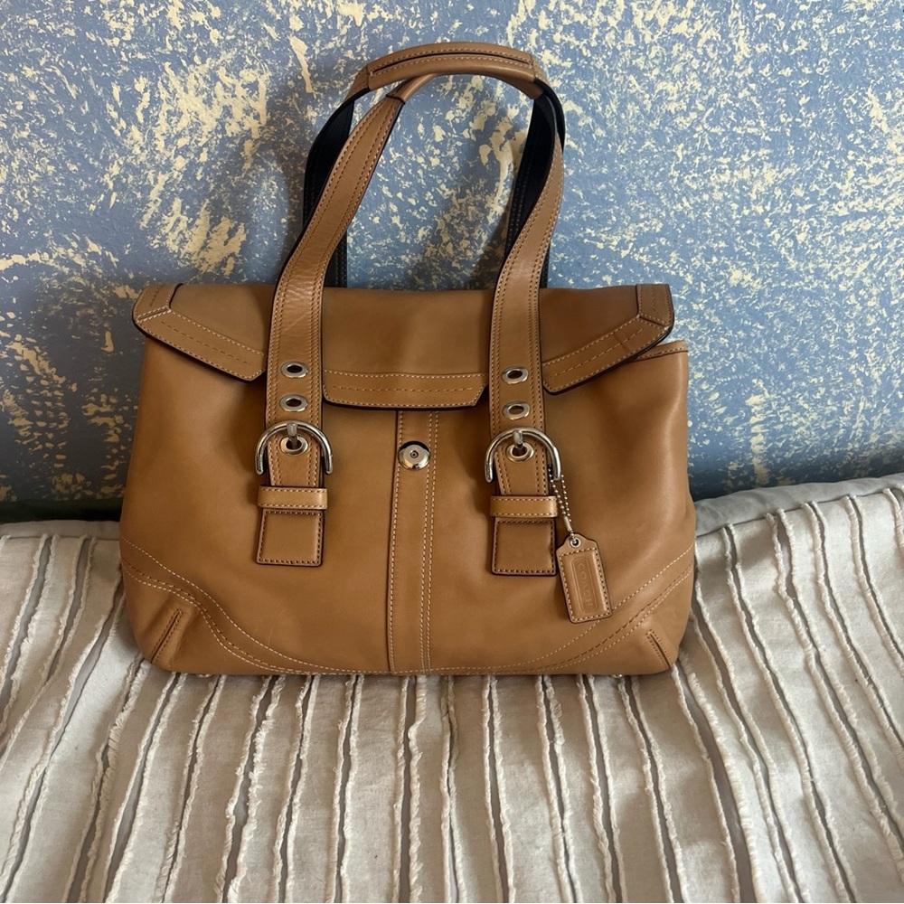 Tan Leather Coach Bag Y2K soho Shoulder Bag